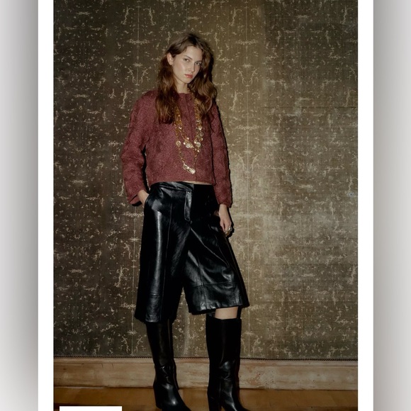 Zara FAUX LEATHER LONG SHORTS